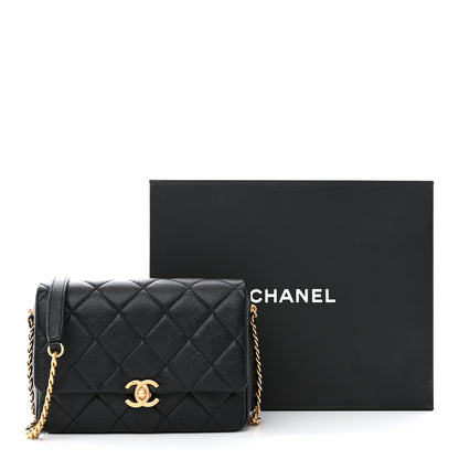 Chanel Shiny Caviar Quilted Small Chain Melody Flap Black 11 of 11