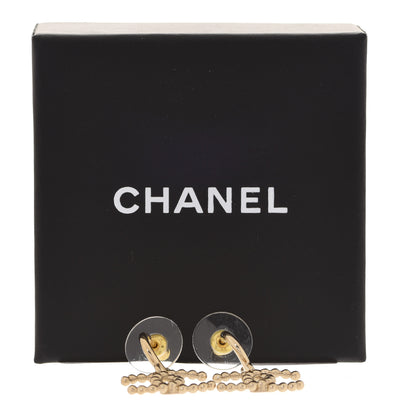 Chanel Metal Bead CC Drop Earrings Gold 5 of 5