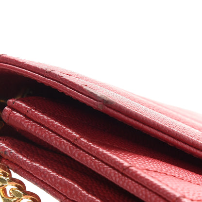 Saint Laurent Grain De Poudre Matelasse Chevron Monogram Envelope Chain Wallet New Red 14 of 19