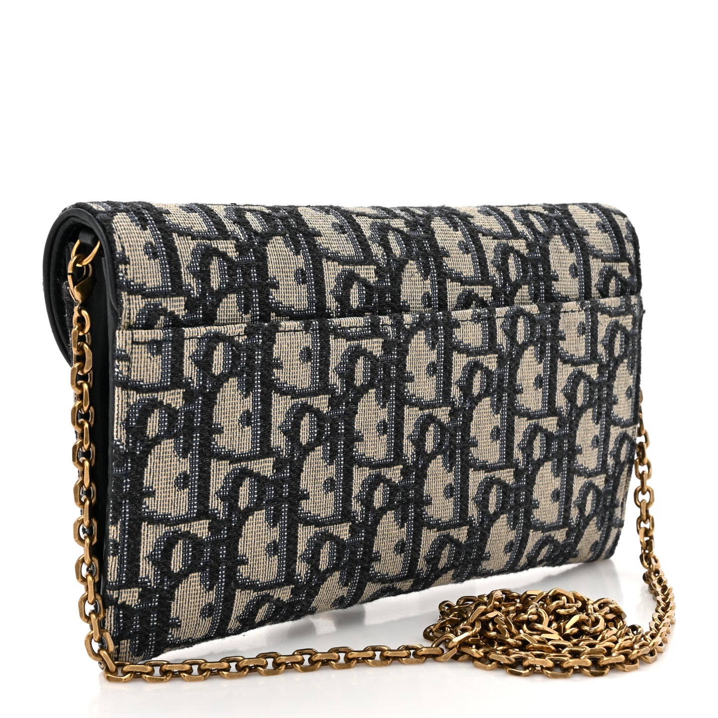 Oblique Saddle Chain Long Wallet Blue