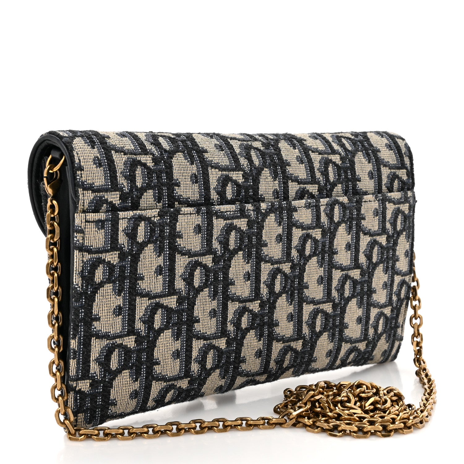 Christian Dior Oblique Saddle Chain Long Wallet Blue 4 of 11