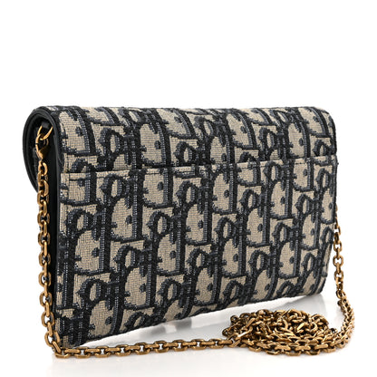 Christian Dior Oblique Saddle Chain Long Wallet Blue 4 of 11