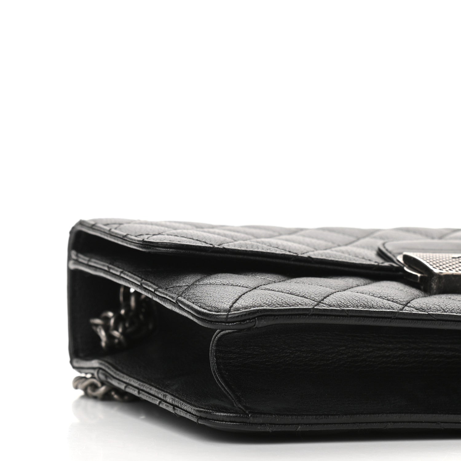 Chanel Goatskin Quilted CC University Top Handle Flap Black 9 of 11