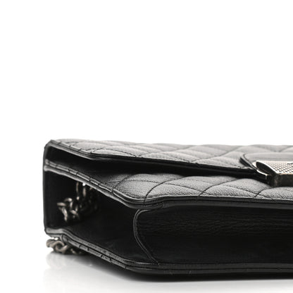 Chanel Goatskin Quilted CC University Top Handle Flap Black 9 of 11