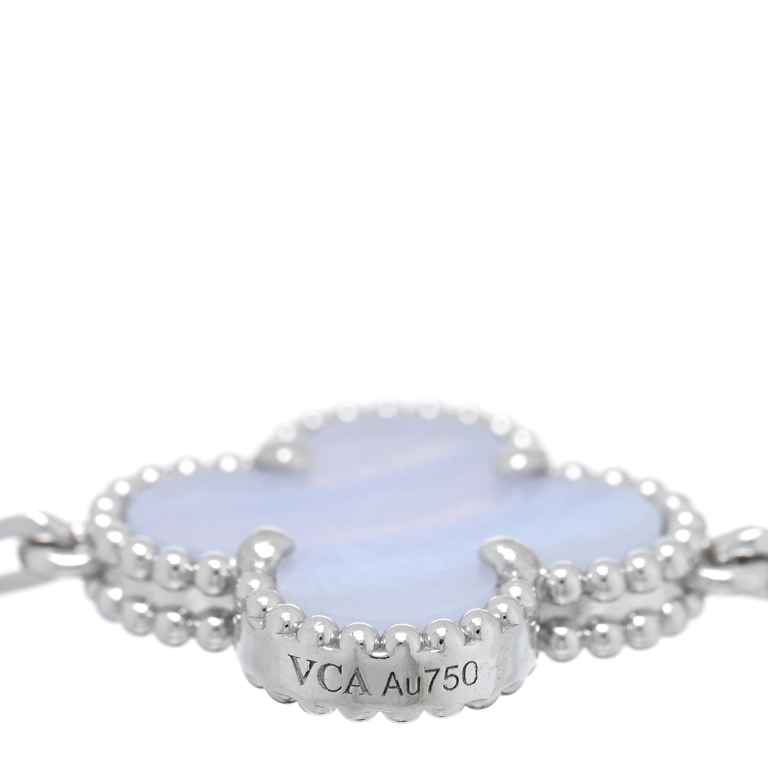 Van Cleef & Arpels 18K White Gold Chalcedony 5 Motifs Vintage Alhambra Bracelet 3 of 4