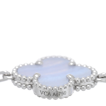 Van Cleef & Arpels 18K White Gold Chalcedony 5 Motifs Vintage Alhambra Bracelet 3 of 4