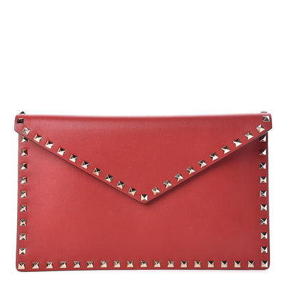 Valentino Garavani Vitello Large Rockstud Envelope Clutch Rosso Valentino 1 of 7