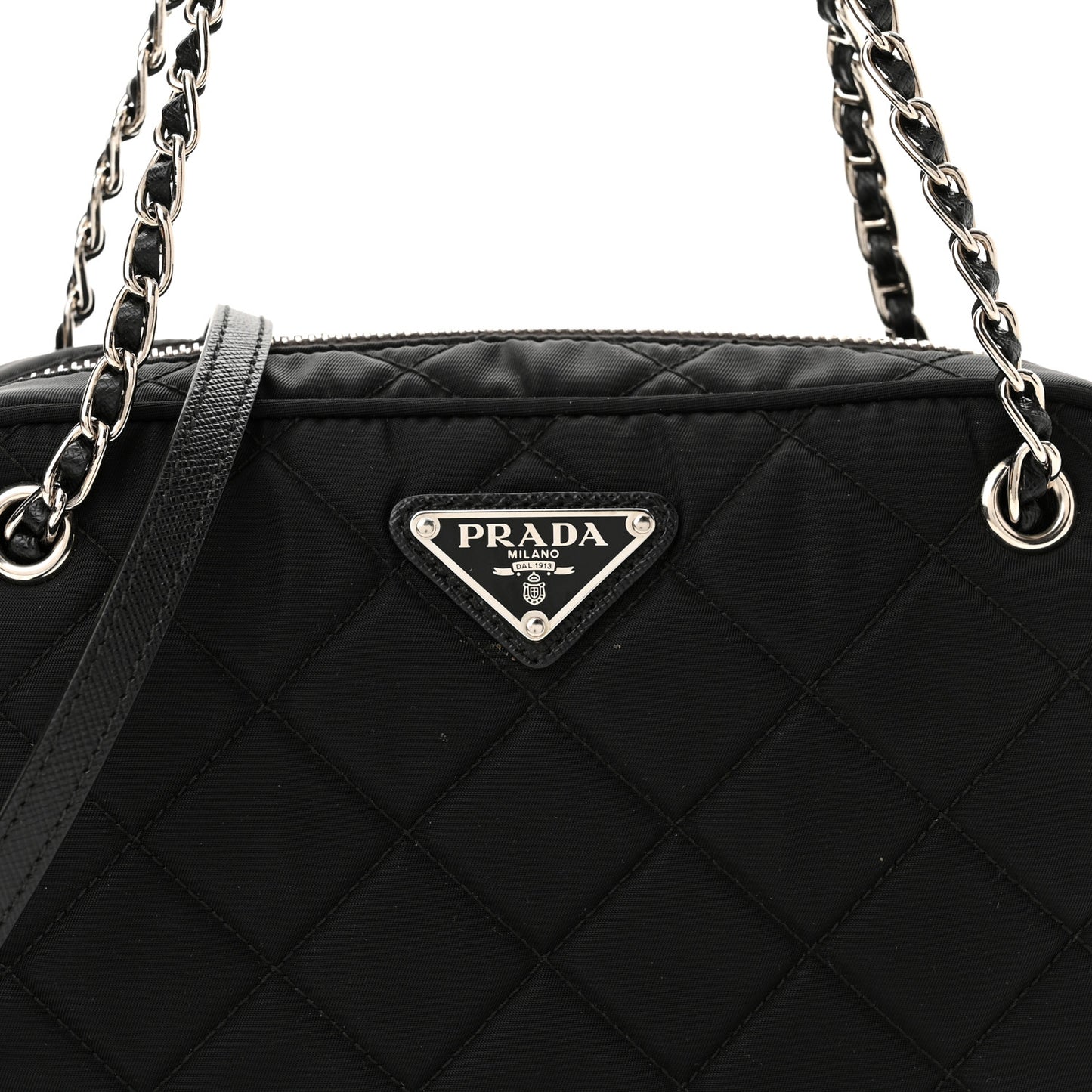 Nylon Tessuto Impuntu Quilted Bandoliera Crossbody Bag Black