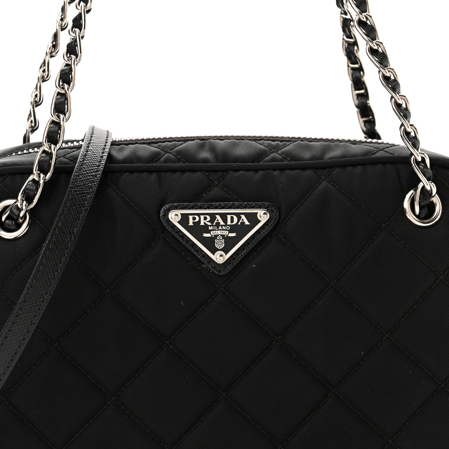 Prada Nylon Tessuto Impuntu Quilted Bandoliera Crossbody Bag Black 6 of 8