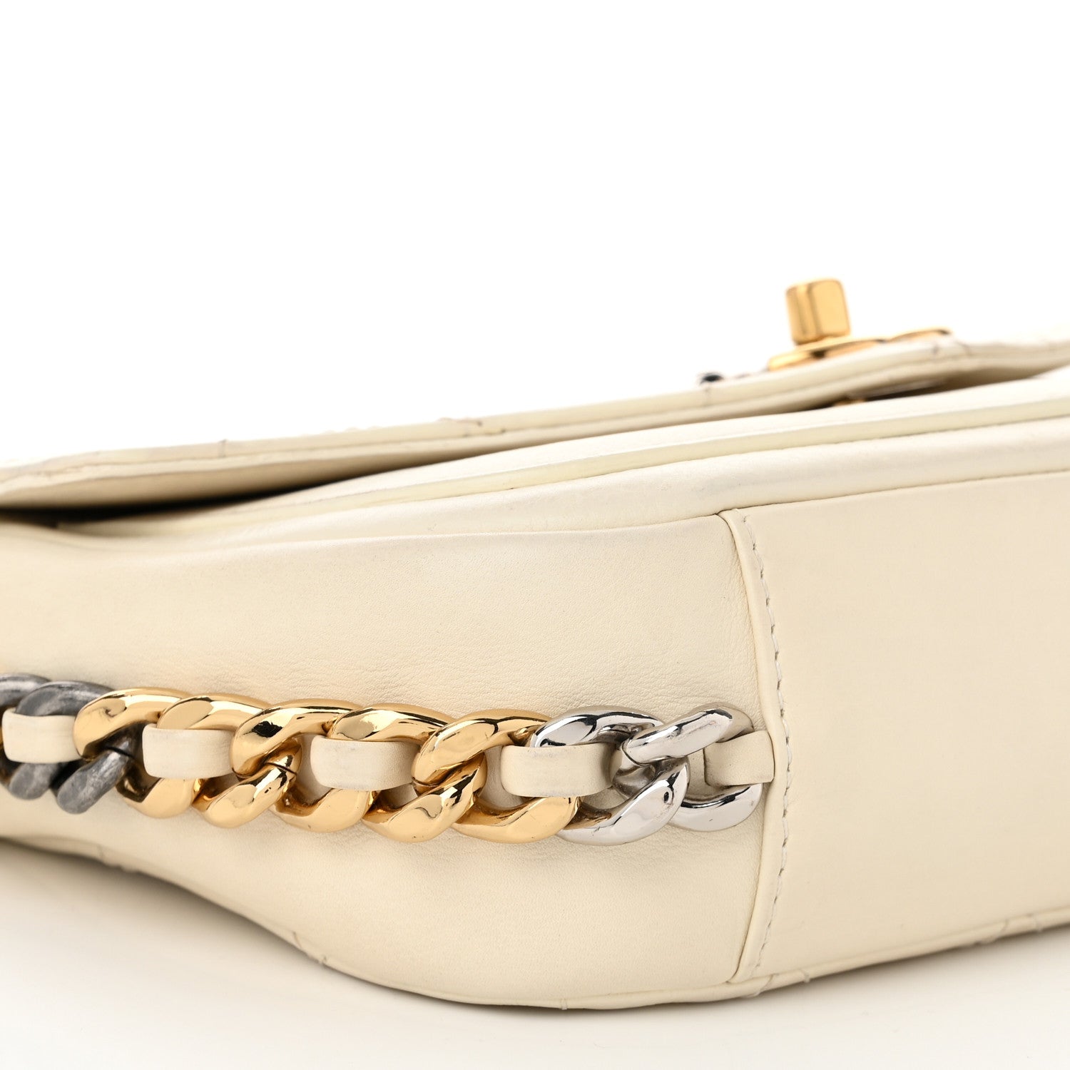 Chanel Calfskin Stitched Small Precious Union Flap Bag White 9 of 10