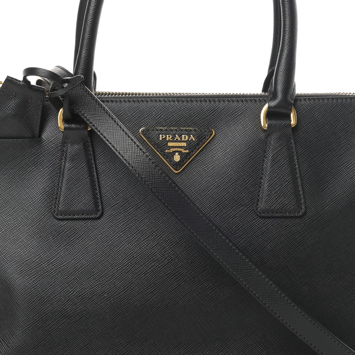 Saffiano Small Galleria Double Zip Tote Black