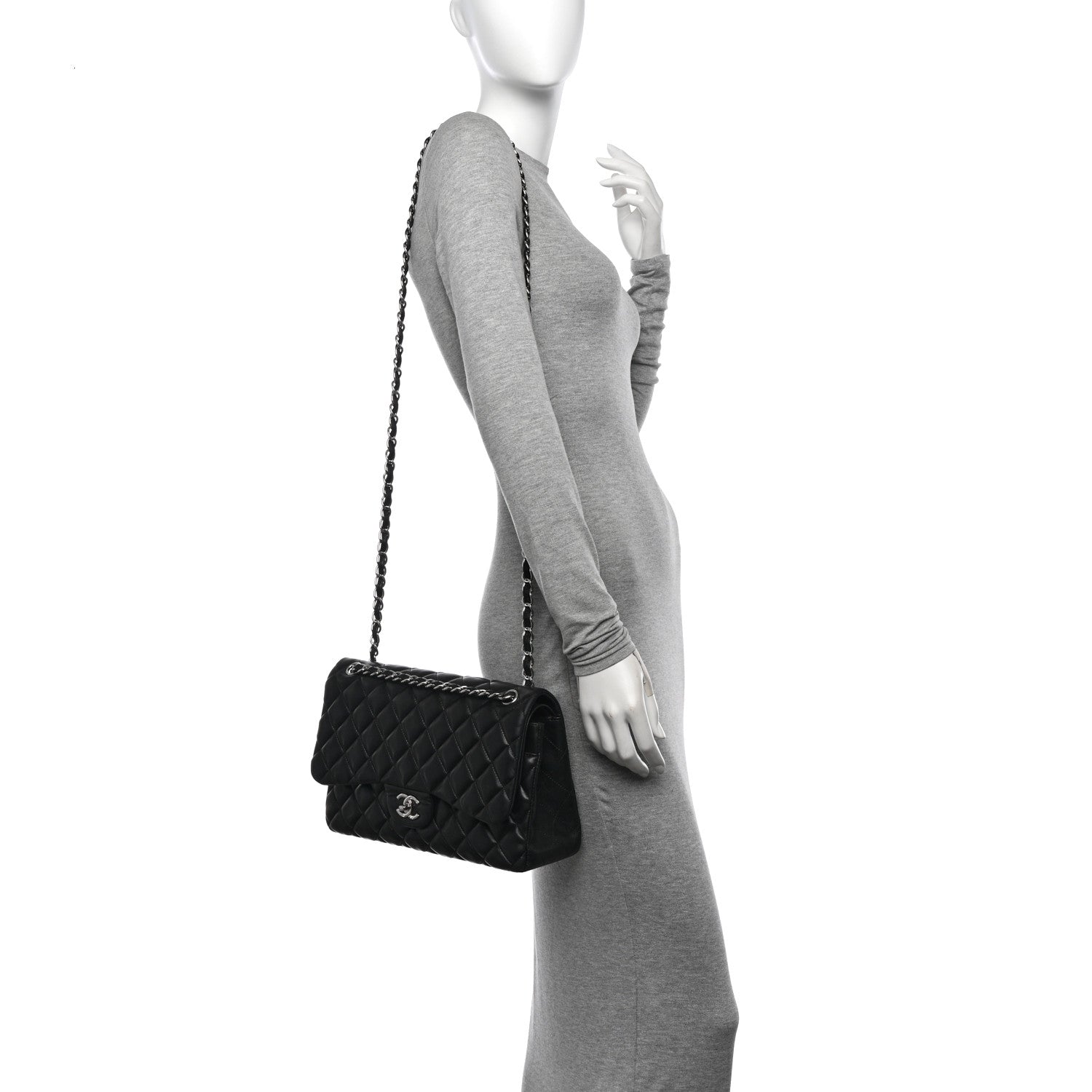 Chanel Lambskin Quilted Jumbo Double Flap Black 2 of 17