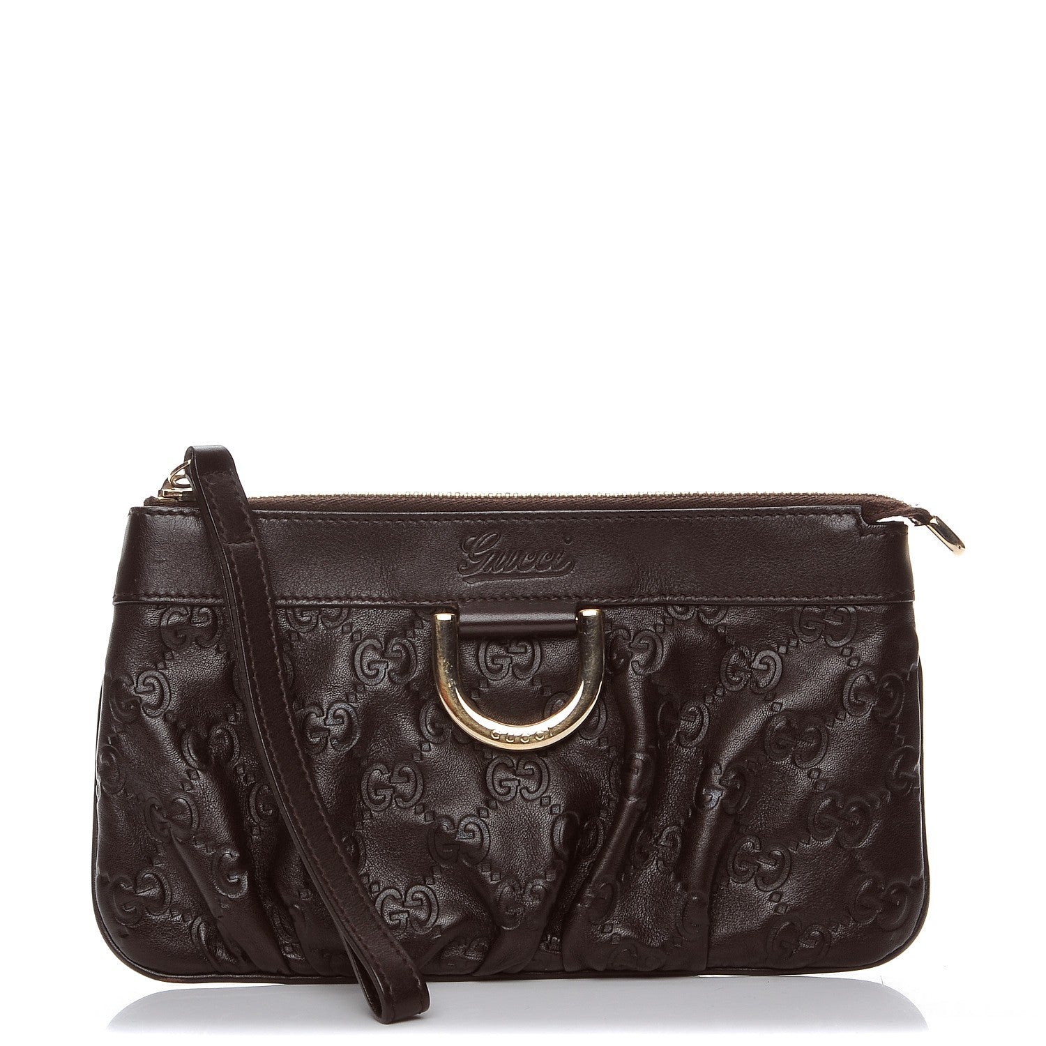 Gucci Guccissima D Gold Wristlet Chocolate 1 of 7