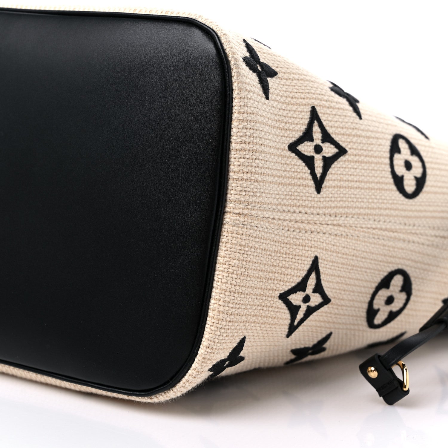 Louis Vuitton Cotton Monogram Embroidered Neverfull MM Beige Black 9 of 9