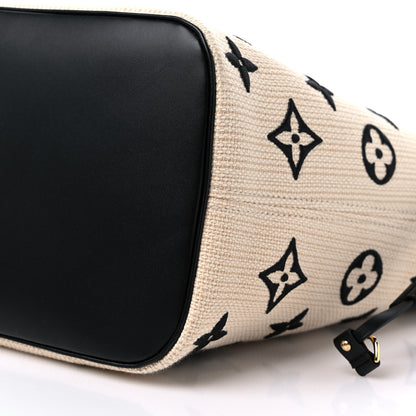 Louis Vuitton Cotton Monogram Embroidered Neverfull MM Beige Black 9 of 9
