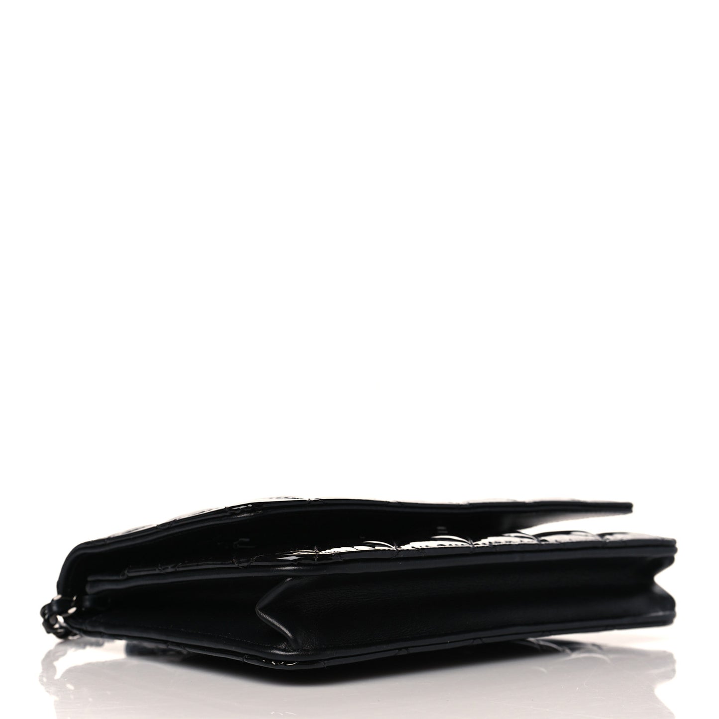 Patent Quilted Wallet On Chain WOC Black