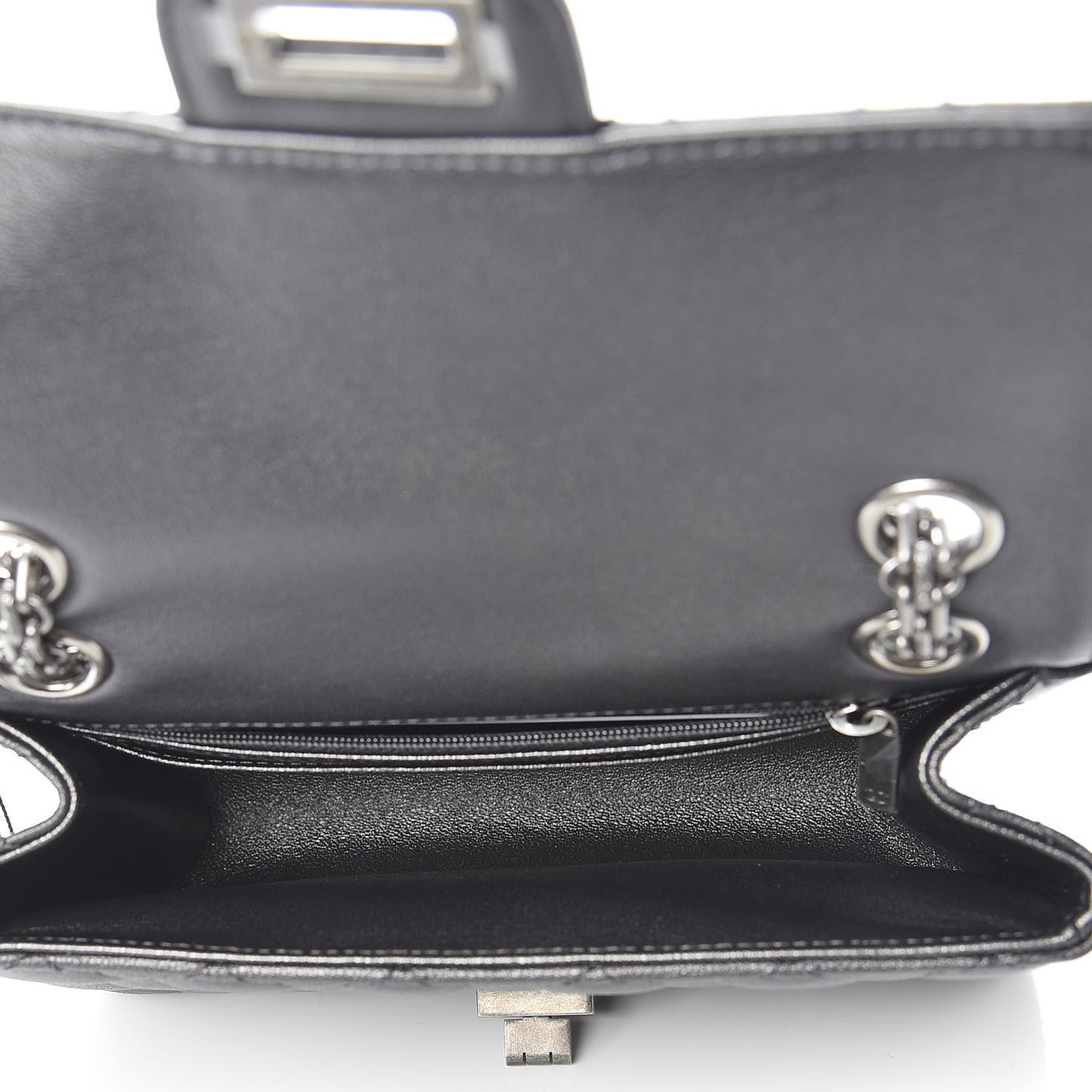 Metallic Sheepskin Quilted 2.55 Reissue Mini Flap Dark Silver