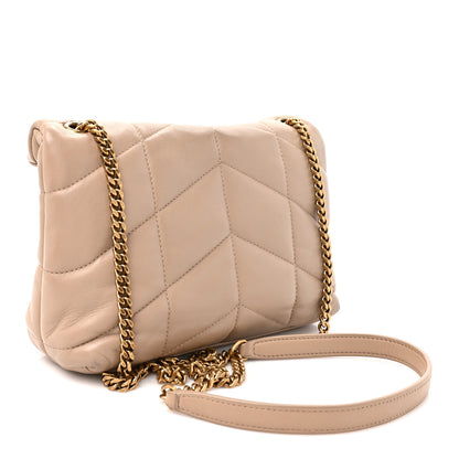 Saint Laurent Lambskin Quilted Toy Loulou Puffer Monogram Chain Satchel Nude Powder 2 of 13