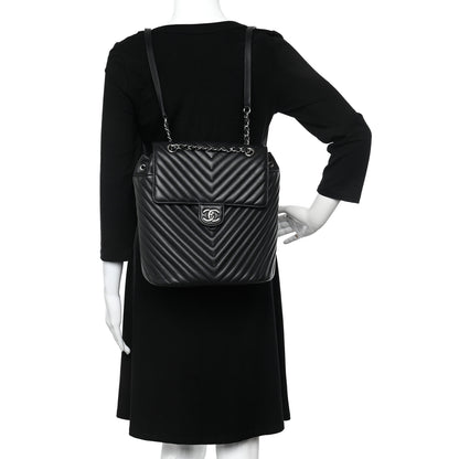 Chanel Calfskin Chevron Quilted Large Urban Spirit Backpack Black 2 of 13