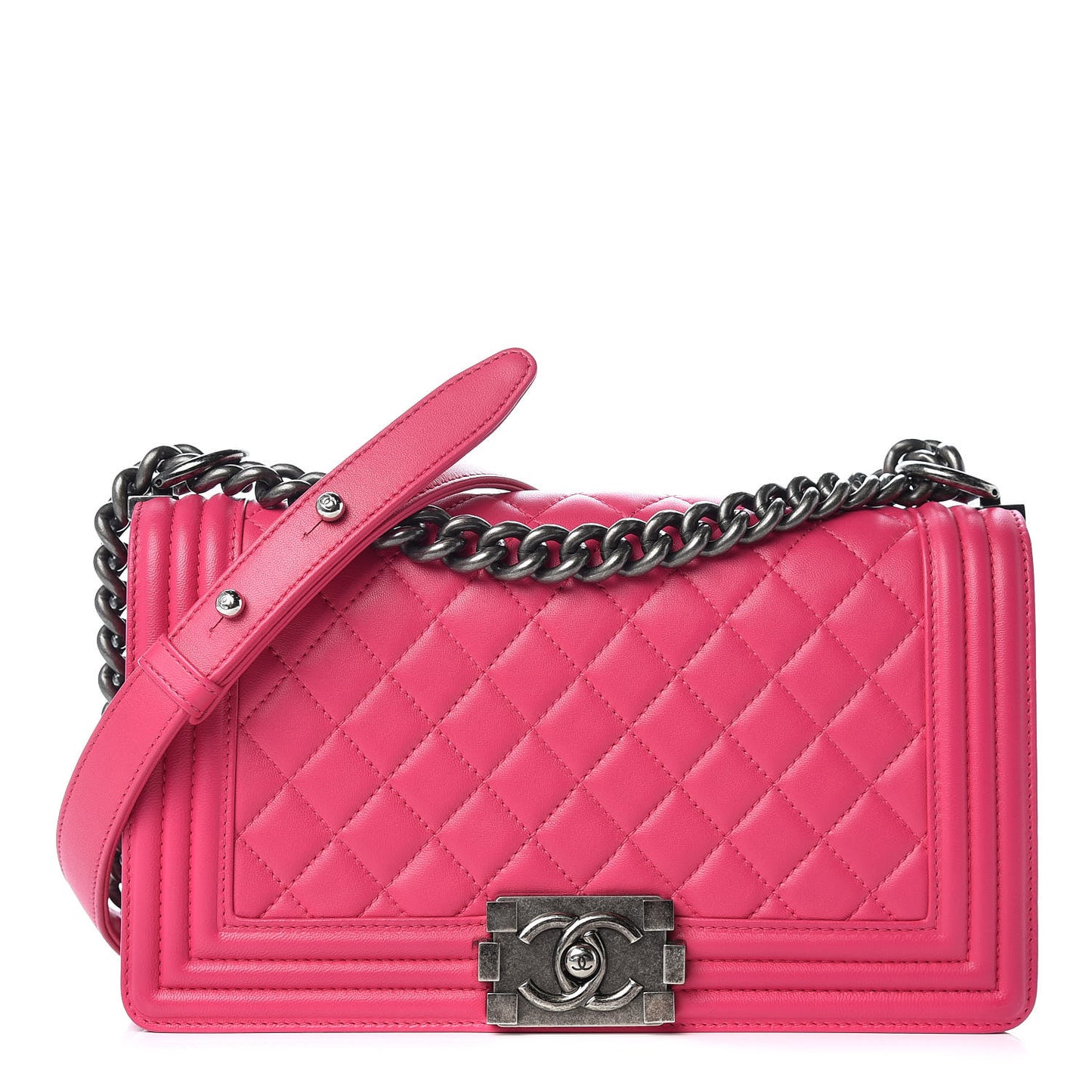 Calfskin Quilted Medium Boy Flap Pink