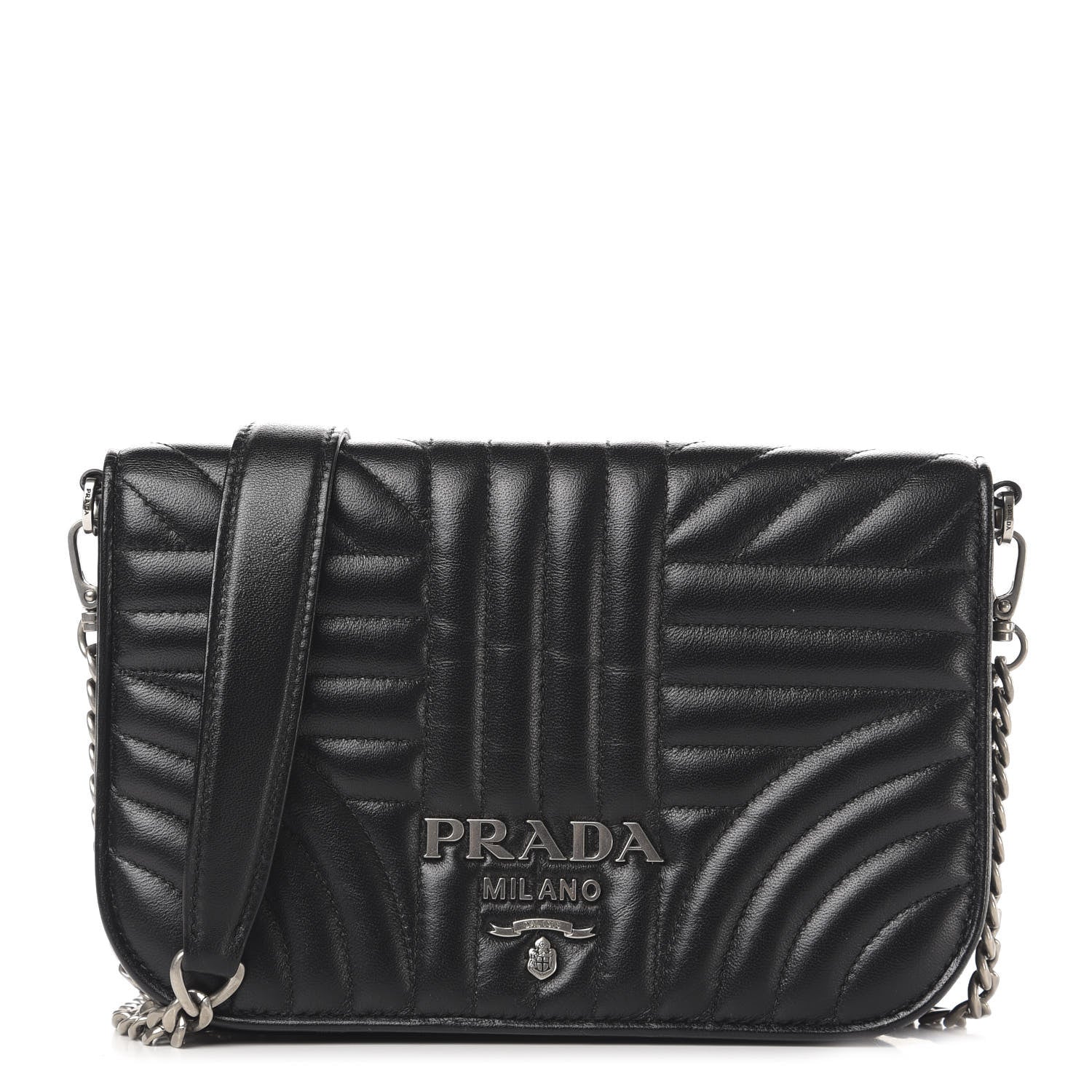 Prada Soft Calfskin Impunture Small Diagramme Crossbody Bag Black 1 of 10