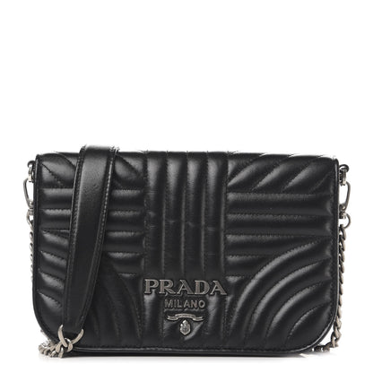 Prada Soft Calfskin Impunture Small Diagramme Crossbody Bag Black 1 of 10