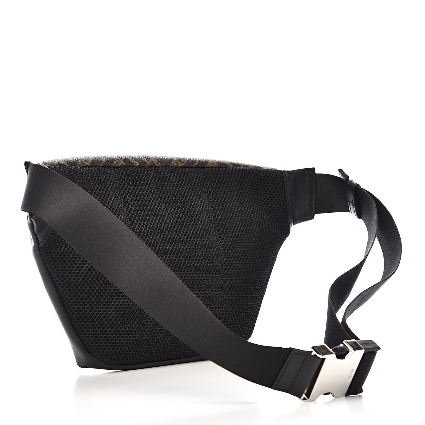 Glazed Fabric Vitello Liberty FF 1974 Diagonal Belt Bag Tobacco Moresco Black
