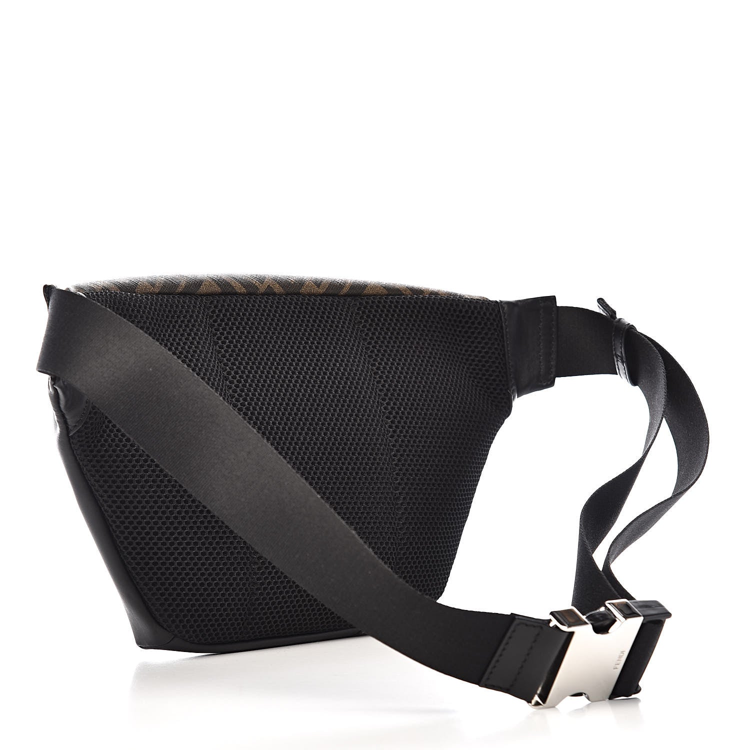 Fendi Glazed Fabric Vitello Liberty FF 1974 Diagonal Belt Bag Tobacco Moresco Black 3 of 11