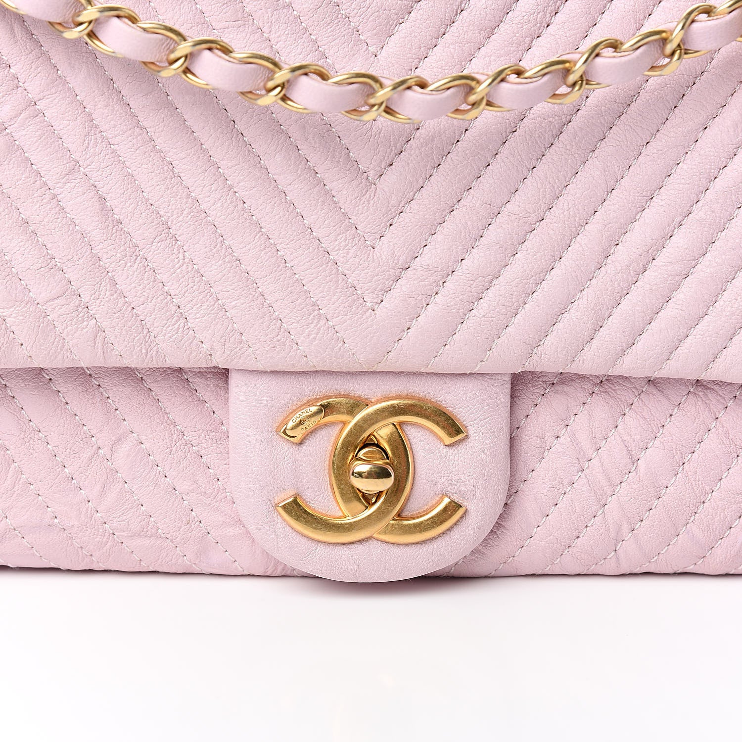 Chanel Wrinkled Lambskin Chevron Quilted Medium Flap Light Pink 10 of 11