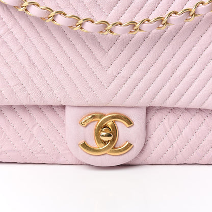 Chanel Wrinkled Lambskin Chevron Quilted Medium Flap Light Pink 10 of 11