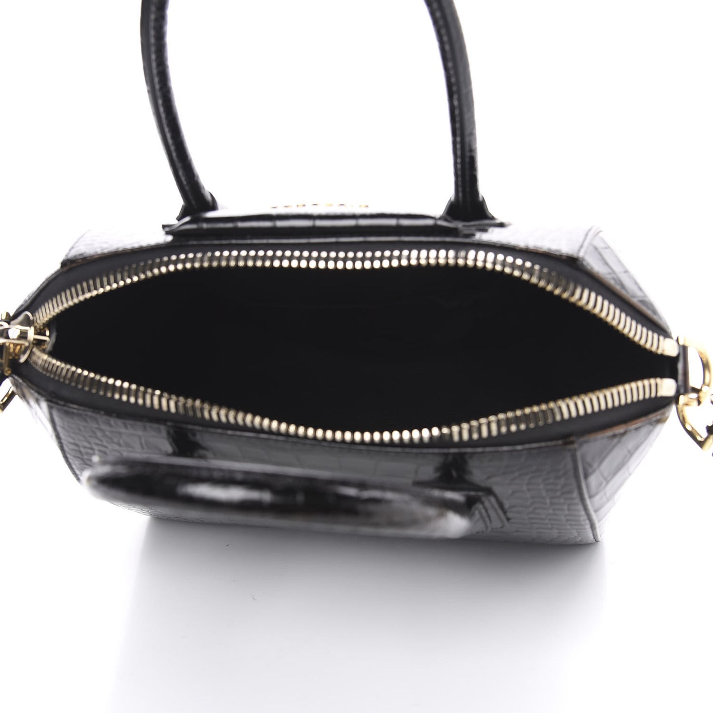 Calfskin Crocodile Embossed Small Antigona Black