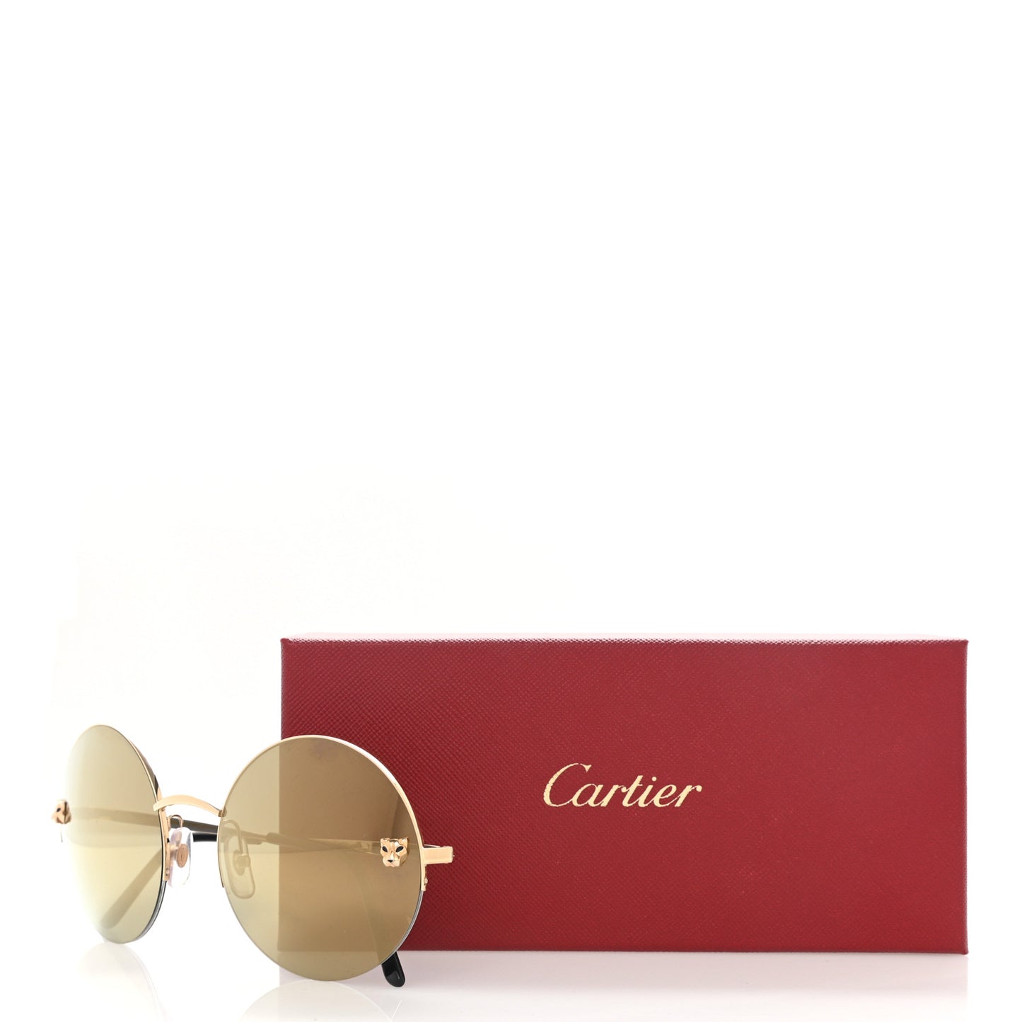 Panthere De Cartier Round Sunglasses Gold