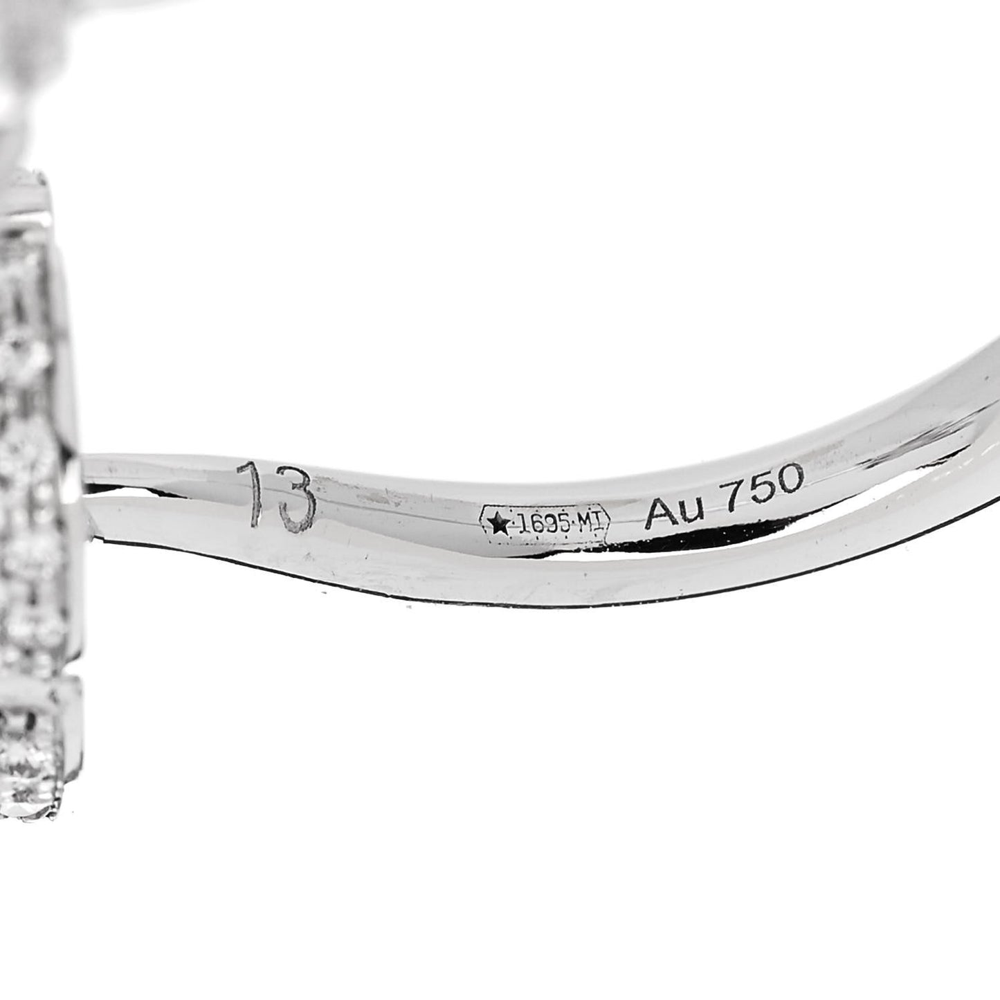18K White Gold Diamond Flora GG Open Ring 53 6.5