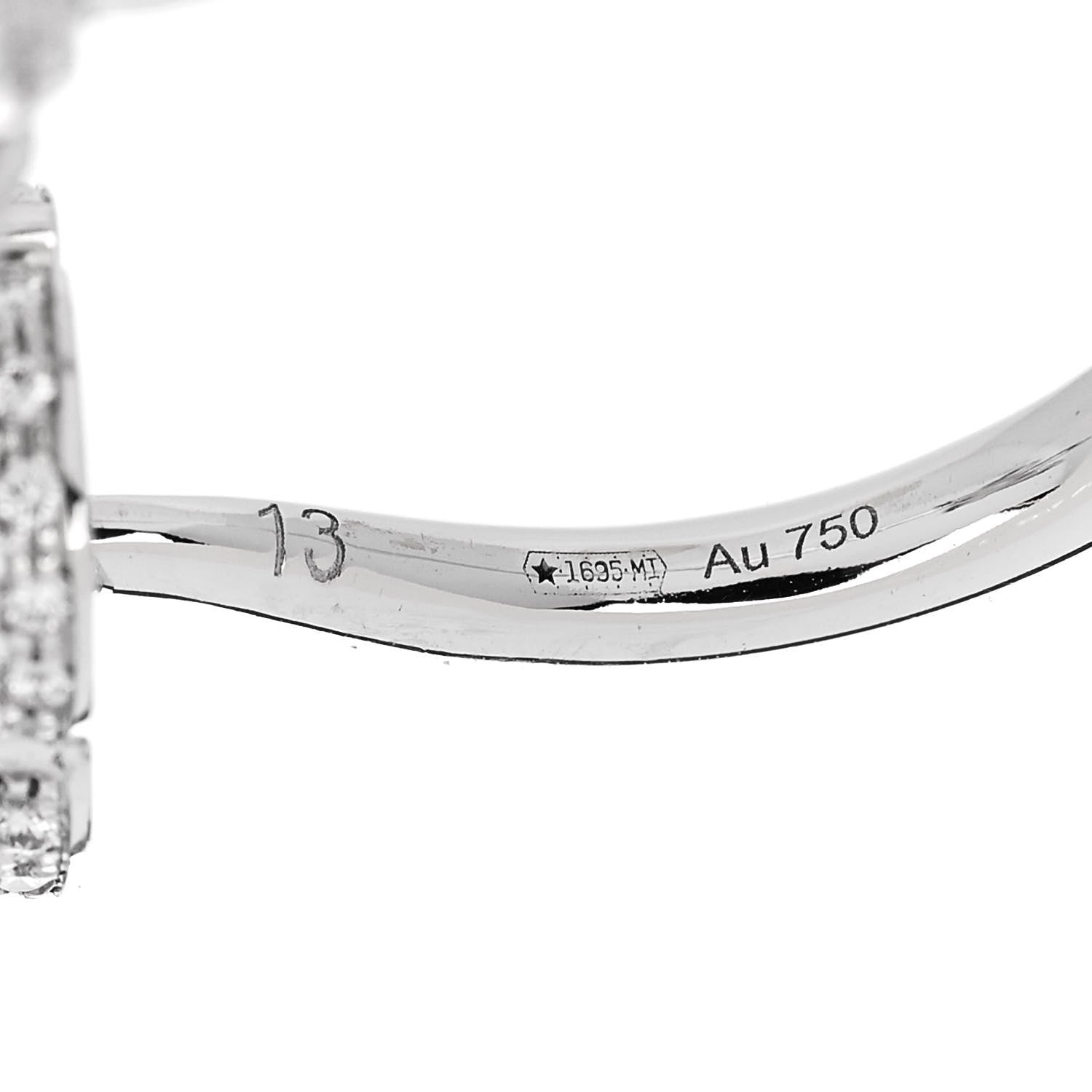 Gucci 18K White Gold Diamond Flora GG Open Ring 53 6.5 5 of 5
