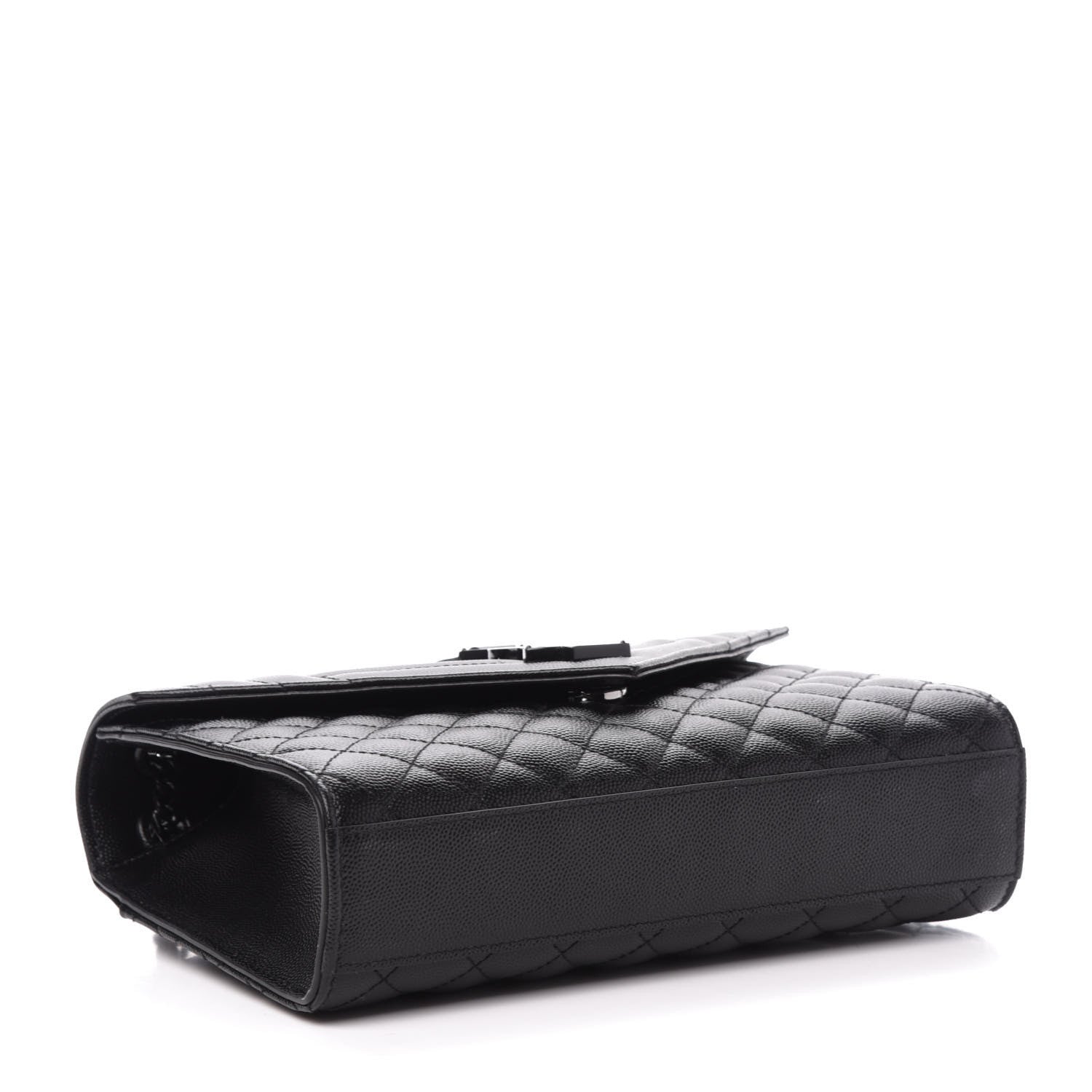 Saint Laurent Grain De Poudre Textured Mixed Matelasse Triquilt Medium Monogram Satchel Black 5 of 10