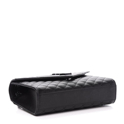 Saint Laurent Grain De Poudre Textured Mixed Matelasse Triquilt Medium Monogram Satchel Black 5 of 10
