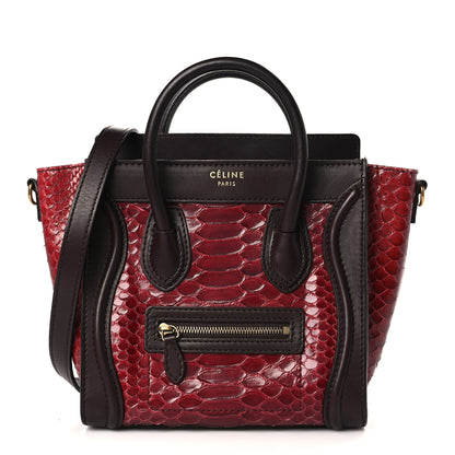 Celine Snakeskin Calfskin Nano Tri-Color Luggage Red 1 of 9
