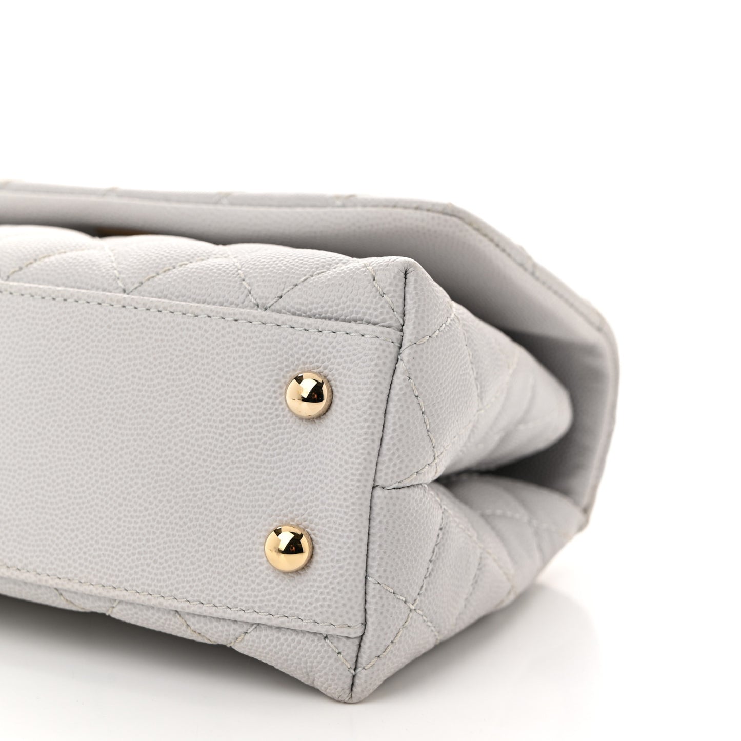 Caviar Quilted Mini Coco Handle Flap Light Grey