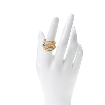 David Yurman 18K Yellow Gold Diamond 18mm Wide Crossover Ring 54 7 2 of 4