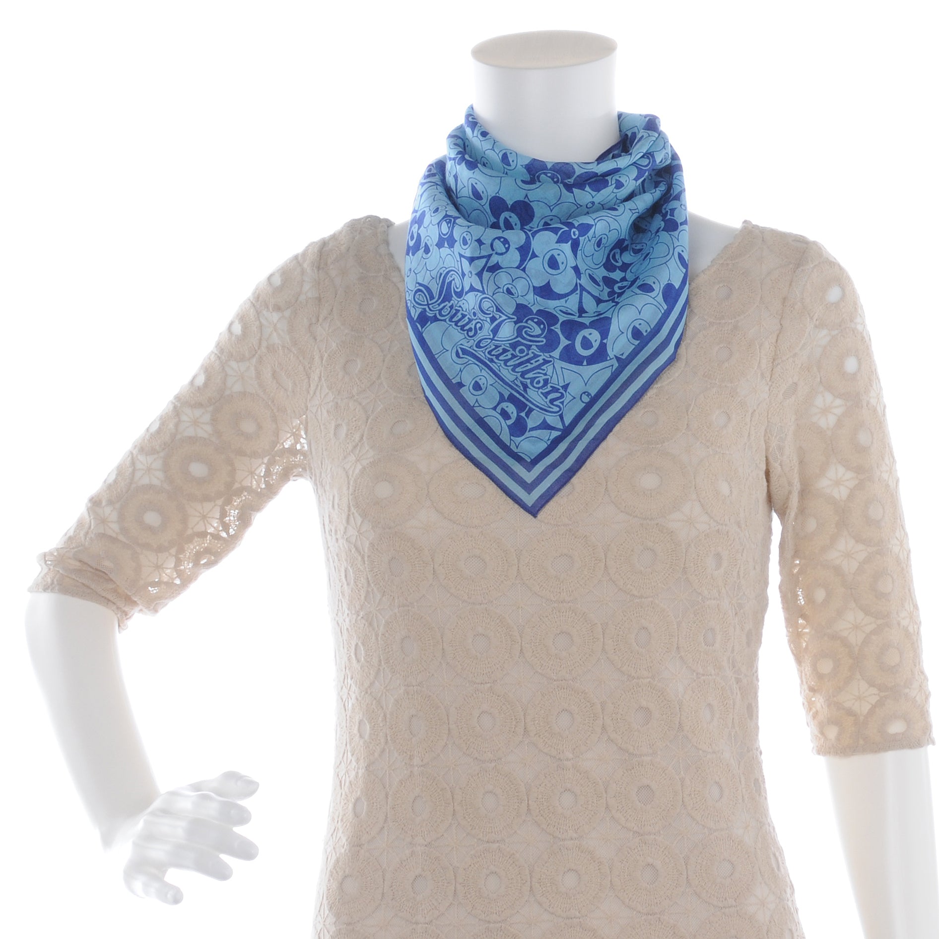Louis Vuitton Cotton Cosmic Blossom Bandana Blue 3 of 6