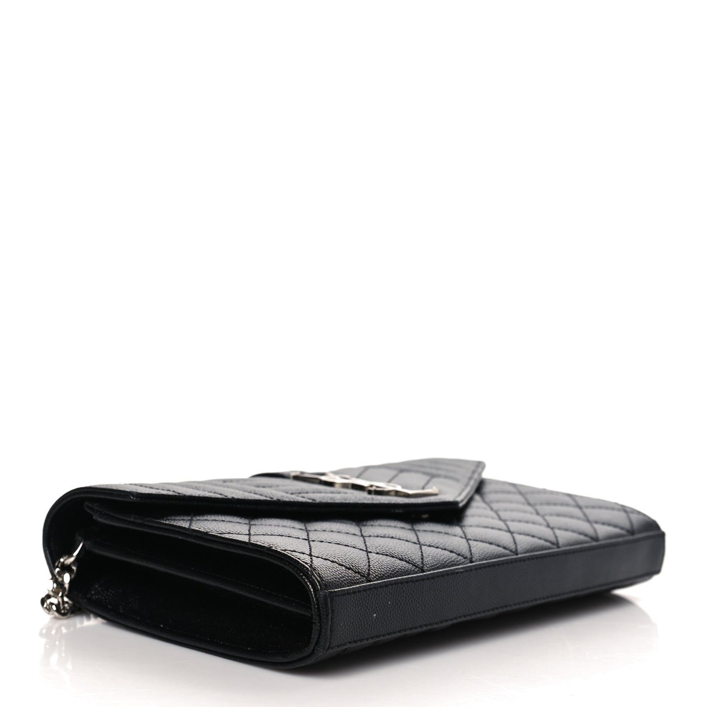 Grain De Poudre Mixed Matelasse Triquilt Monogram Chain Wallet Black