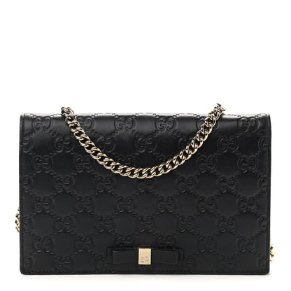 Gucci Guccissima Signature Bowy Chain Wallet Black 1 of 9