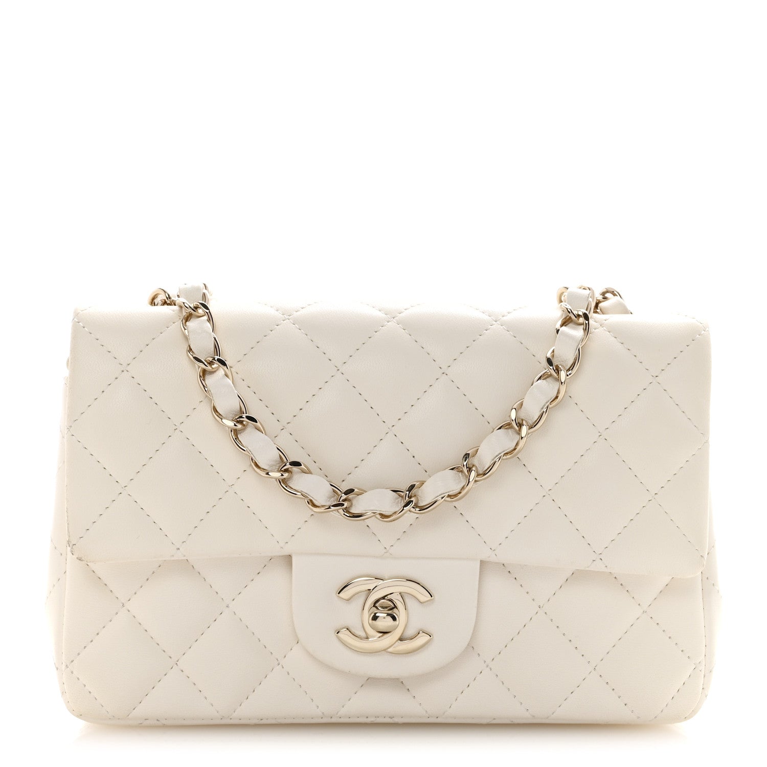 Chanel Lambskin Quilted Mini Rectangular Flap White 1 of 13