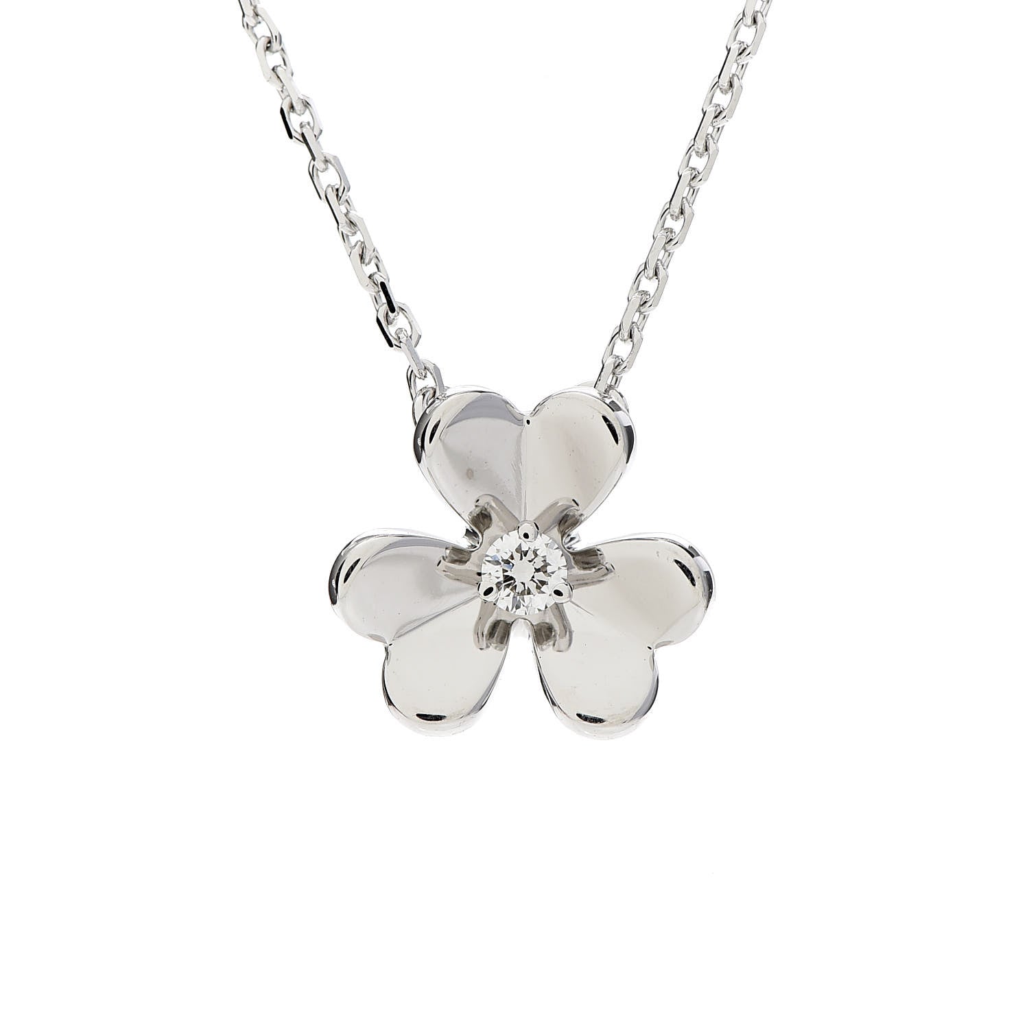 Van Cleef & Arpels 18K White Gold Diamond Mini Frivole Pendant Necklace 4 of 7