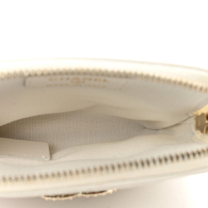 Chanel Caviar Quilted Crystal Zip Card Holder Wallet White 5 of 9