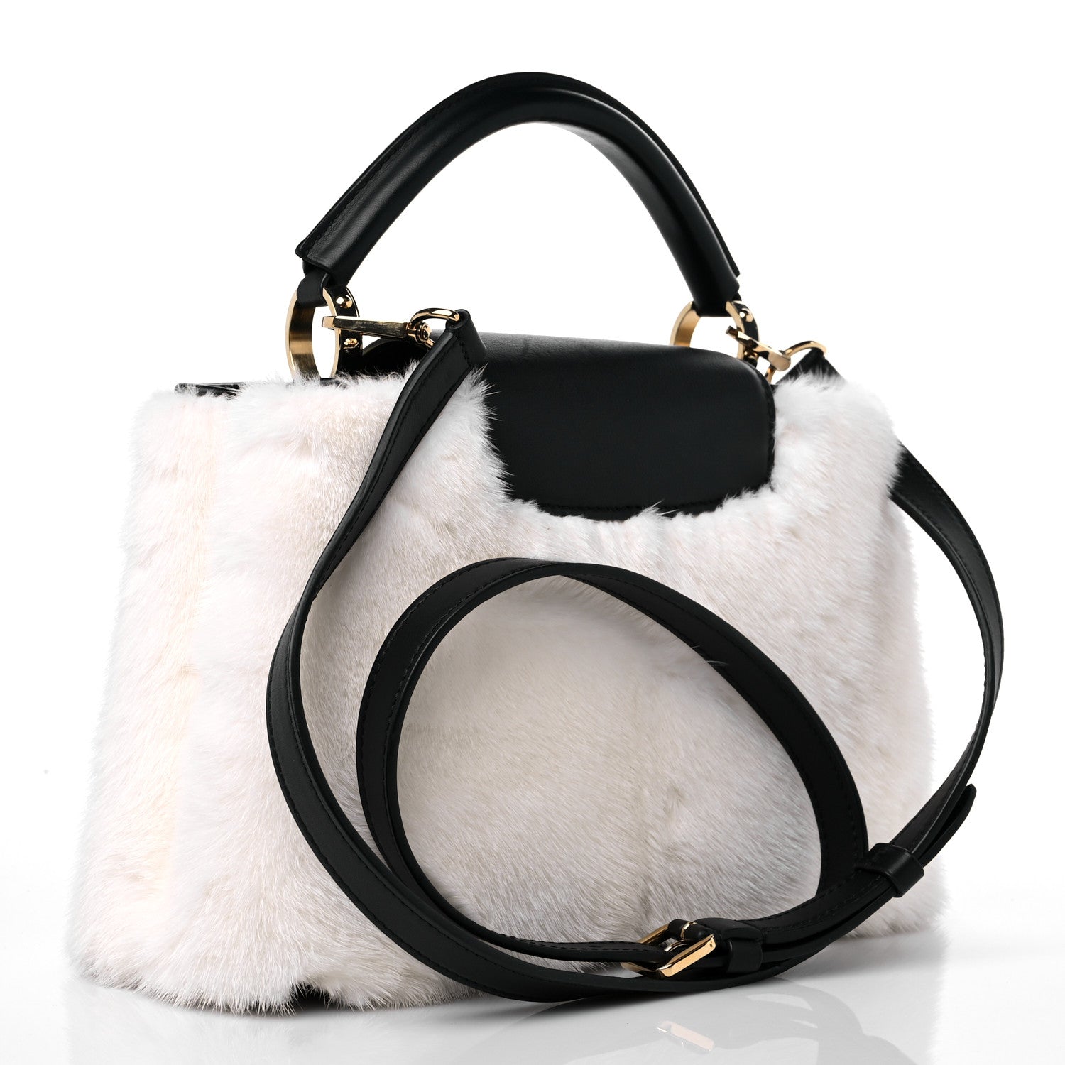 Louis Vuitton Mink Calfskin Goatskin Capucines BB White Snow Grey Black 3 of 8