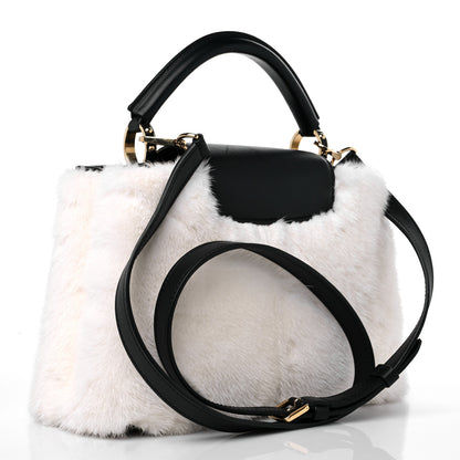 Louis Vuitton Mink Calfskin Goatskin Capucines BB White Snow Grey Black 3 of 8