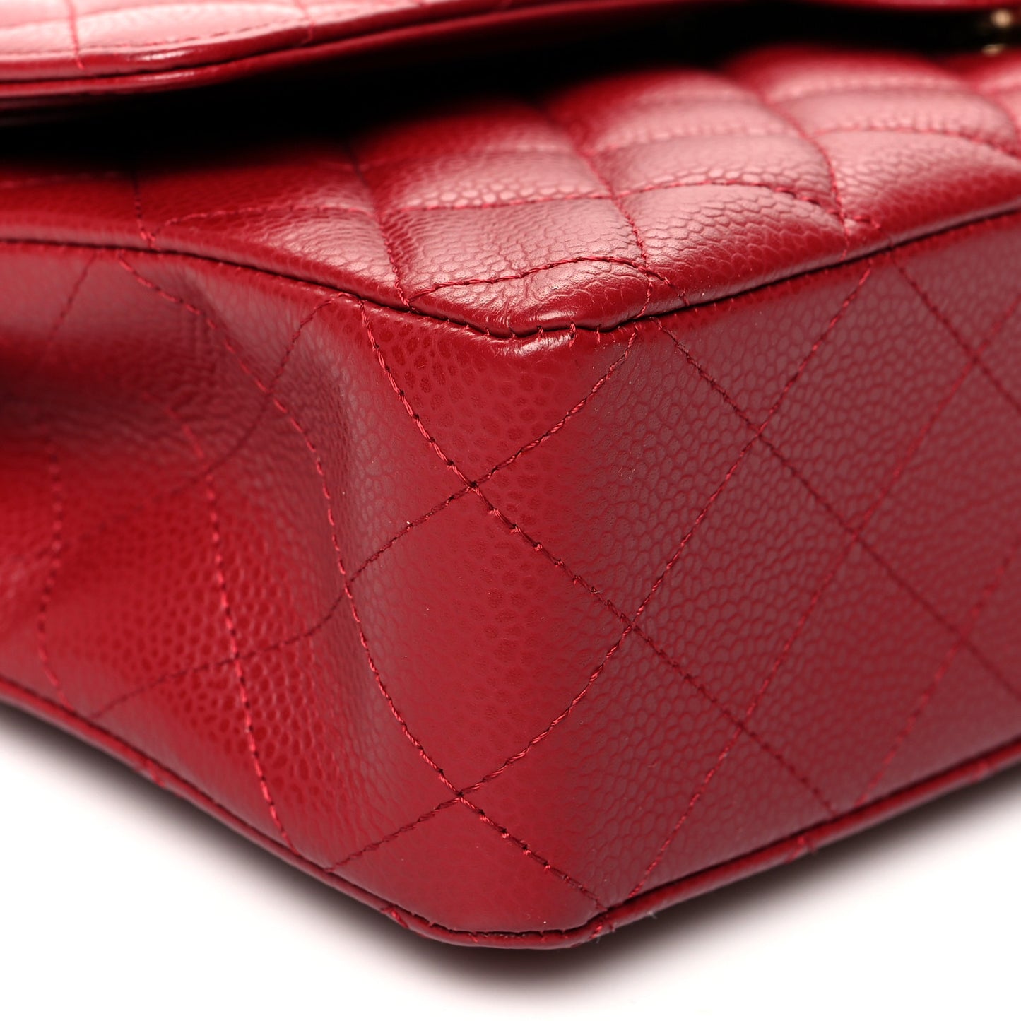 Caviar Quilted Medium Double Flap Dark Red