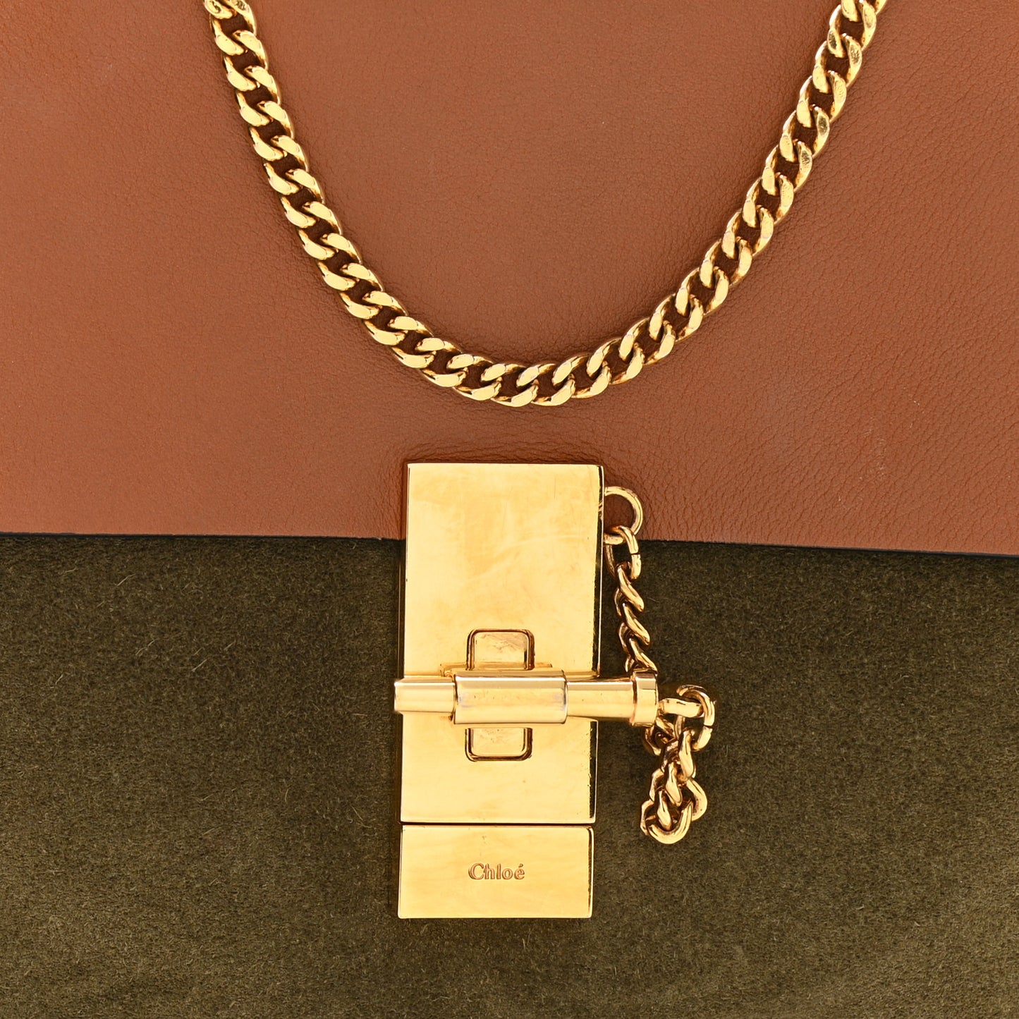 Suede Smooth Calfskin Drew Shoulder Bag Caramel