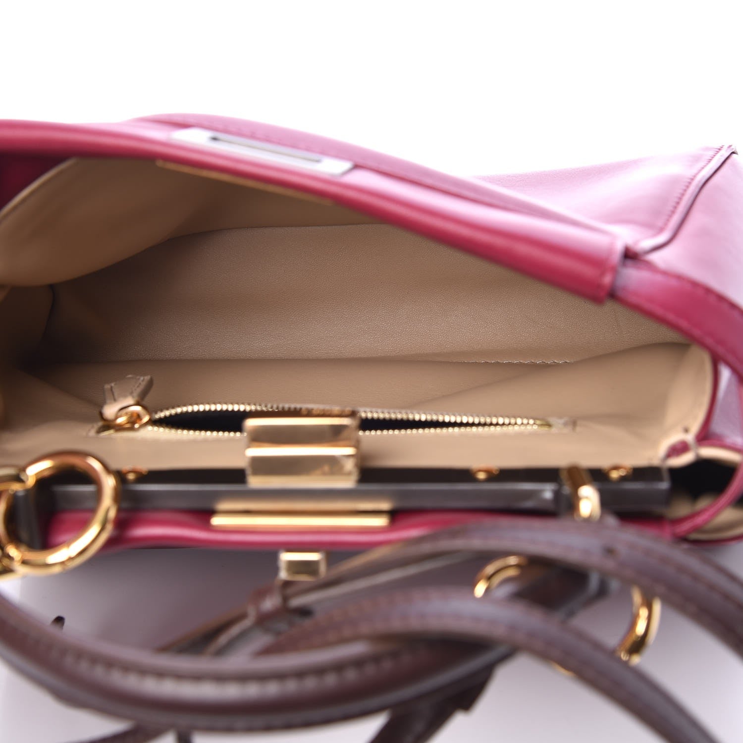Fendi Nappa Mini Peekaboo Iconic Satchel Black Cherry Brown 7 of 11